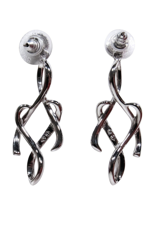 Current Boutique-Swarovski - Scrolled Silver-Tone "Kolye Lightness" Rhinestone Earrings