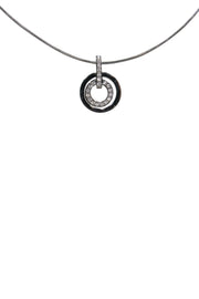 Current Boutique-Swarovski - Silver Double Circle Jeweled Pendant Necklace