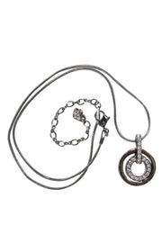 Current Boutique-Swarovski - Silver Double Circle Jeweled Pendant Necklace