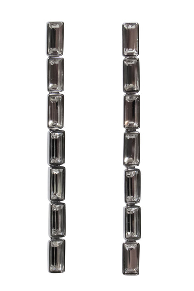 Current Boutique-Swarovski - Silver Square Gem Drop Stud Earrings