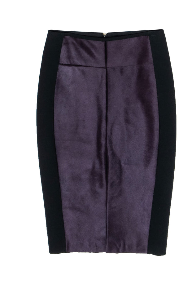 Current Boutique-TED BAKER - Black & Purple Calf Hair Pencil Skirt Sz 8