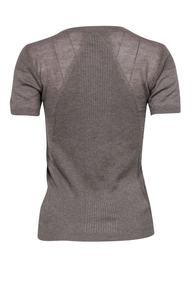 Current Boutique-TSE Cashmere - Brown Cashmere & Silk Short Sleeve Knit Top Sz L