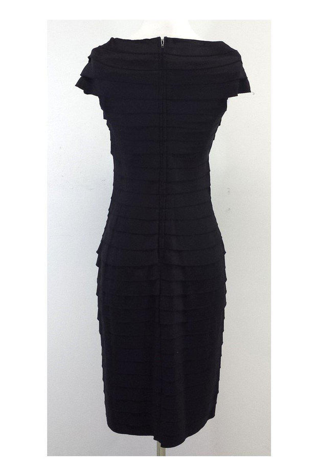 Current Boutique-Tadashi Collection - Black Tiered Cap Sleeve Dress Sz 6