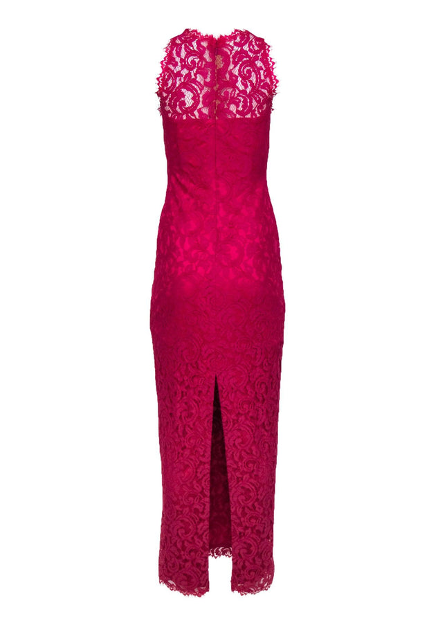 Current Boutique-Tadashi Shoji - Hot Pink Sleeveless Lace Column Gown Sz 2