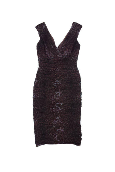 Current Boutique-Tadashi Shoji - Multicolor Leopard Print Silk Sleeveless Dress Sz 4