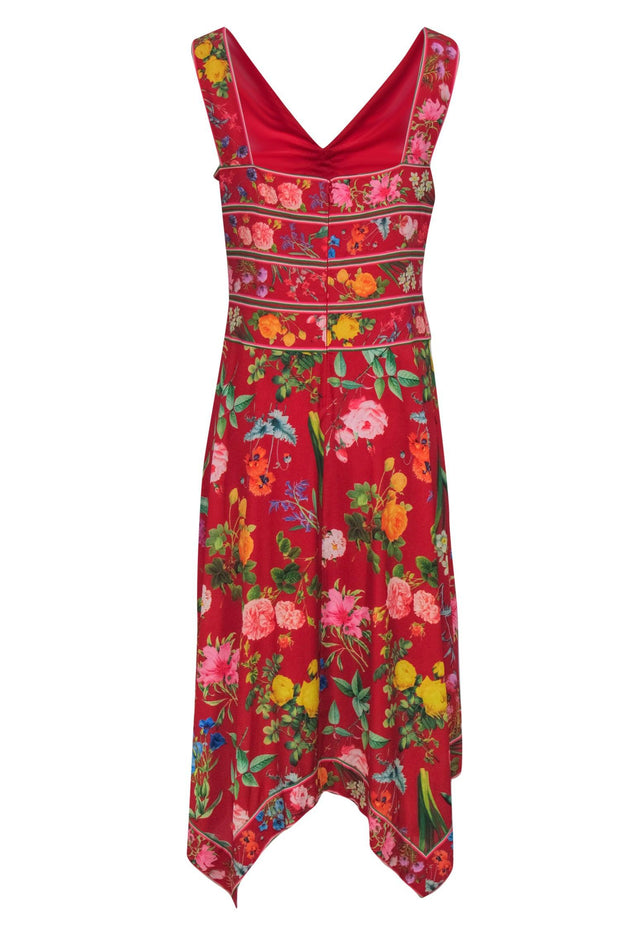 Current Boutique-Tadashi Shoji - Red Floral Print Sleeveless Maxi Dress Sz 14