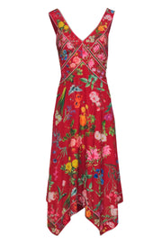 Current Boutique-Tadashi Shoji - Red Floral Print Sleeveless Maxi Dress Sz 14
