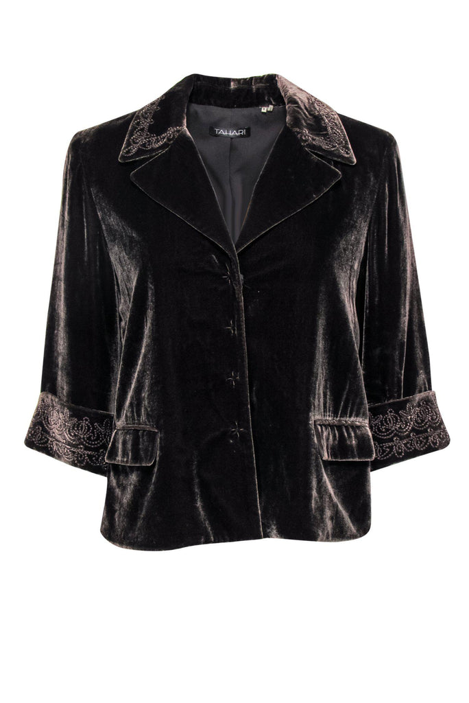 Embroidered Velvet Jacket Brown