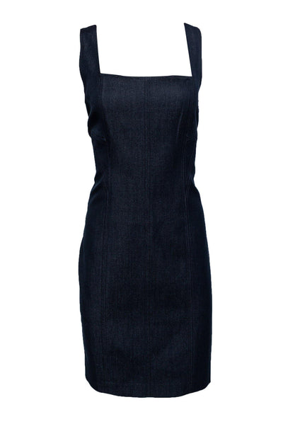 Current Boutique-Tahari - Dark Blue Sheath Dress w/ Square Neckline Sz 10