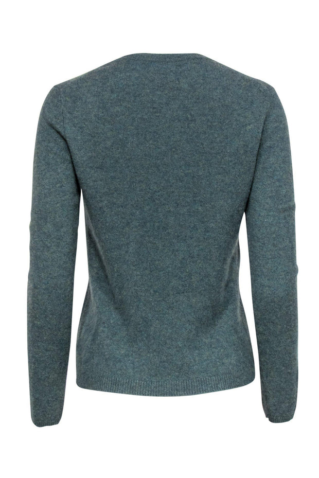Current Boutique-Tahari - Viridian Green Cashmere V-Neck Sweater Sz L