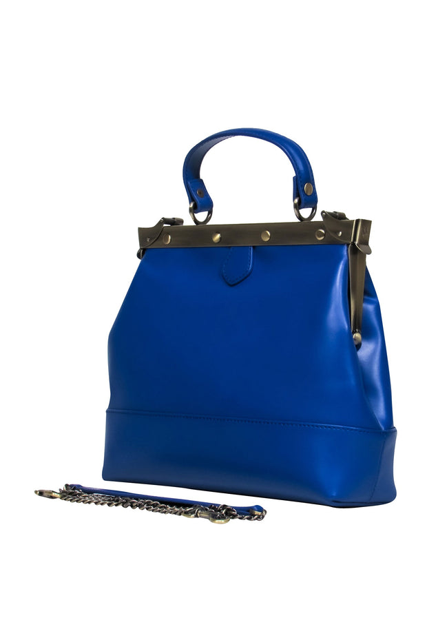 Current Boutique-Tammy & Benjamin - Leather Cobalt Shoulder Bag w/ Bronze Chain Strap