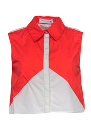 Current Boutique-Tanya Taylor - Orange & White Cotton Cropped Blouse Sz 4