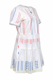 Current Boutique-Tanya Taylor - White Cotton Eyelet Dress w/ Colorful Embroidery Detail Sz 6