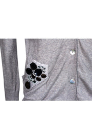 Current Boutique-Tara Jarmon - Grey Cardigan w/ Beaded Pocket Sz S