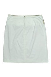 Current Boutique-Tara Jarmon - Light Mint Cotton Pleated A-Line Skirt w/ Satin Bow Sz 2