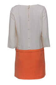 Current Boutique-Tara Jarmon - Orange & White Drop-Waist Square Neck Dress Sz 8