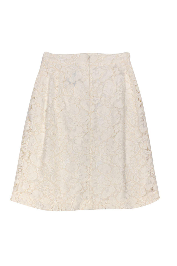 Current Boutique-Tara Jarmon - White Lace Skirt w/ Fishnet Accent Sz 2