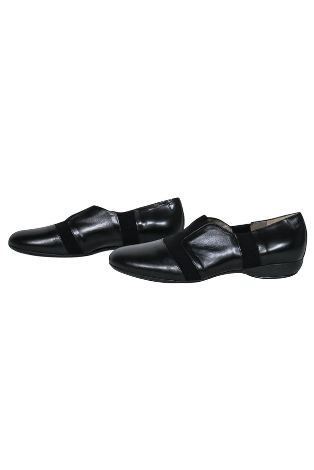 Current Boutique-Taryn Rose - Black Leather & Fabric "Sakia Nappa" Loafers Sz 10