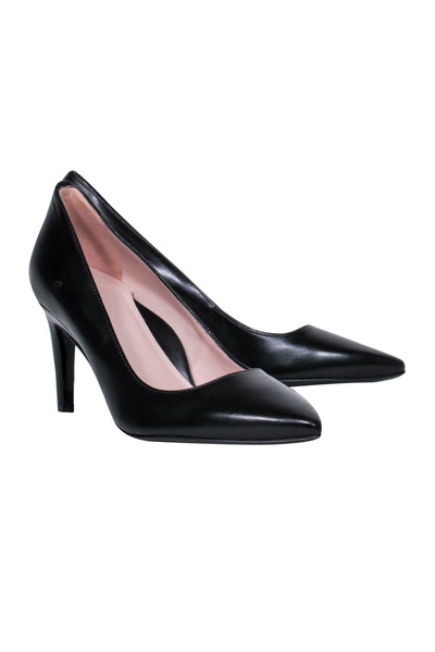 Current Boutique-Taryn Rose - Black Smooth Leather Pointed Toe Pumps Sz 6