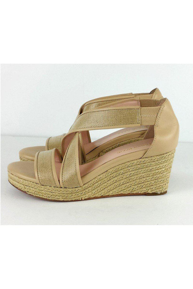 Current Boutique-Taryn Rose - Tan Strappy Krissy Espadrille Wedges Sz 7.5