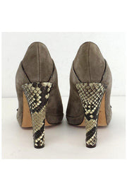 Current Boutique-Te Casan - Taupe Suede Snakeskin Heels Sz 7