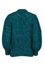 Current Boutique-Ted Baker - Aqua Green & Black Marbled Knit Balloon Sleeve Sweater Sz 10