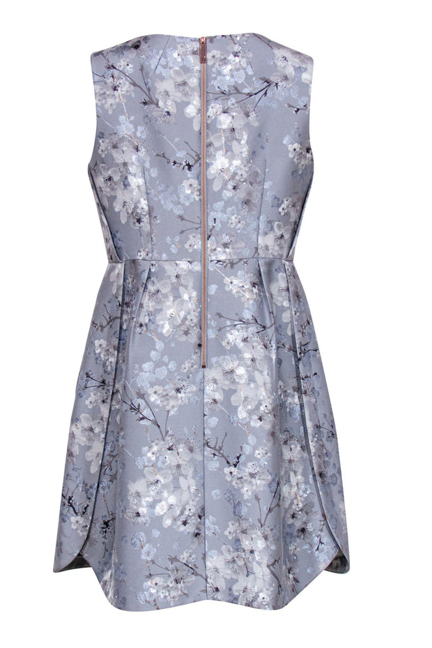 Ted Baker London Farell Floral Jacquard Tie Waist Dress - Cobalt