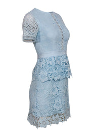 Current Boutique-Ted Baker - Baby Blue Short Sleeve Floral Lace Sheath Dress Sz 2