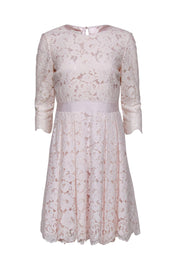 Current Boutique-Ted Baker - Baby Pink Lace Long Sleeved A-Line Dress Sz 8