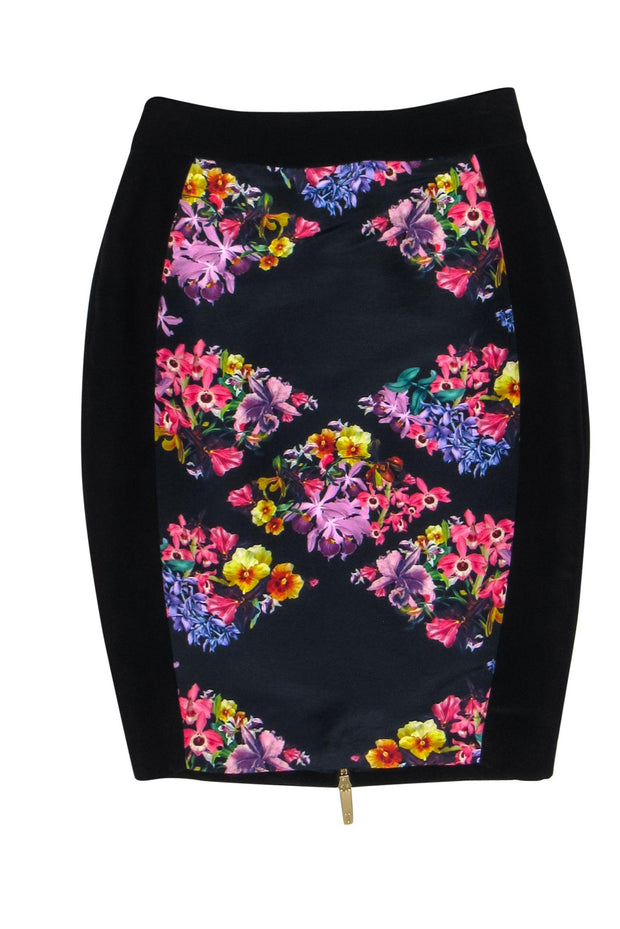 Current Boutique-Ted Baker - Black Floral Print Pencil Skirt Sz 2