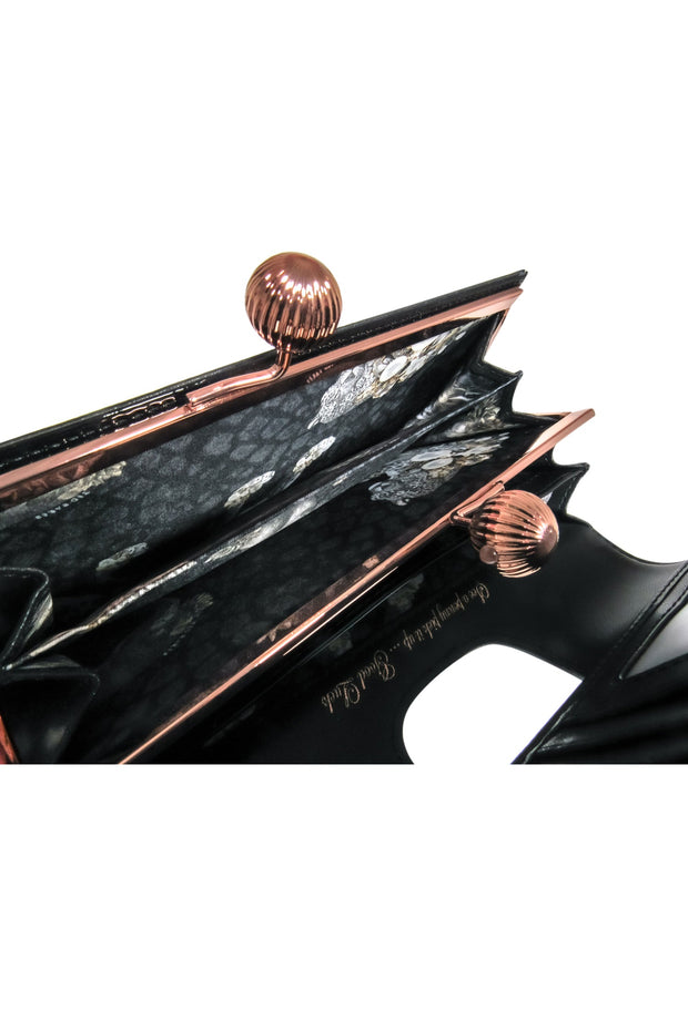 Current Boutique-Ted Baker - Black Patent Leather Wallet w/ Rose Gold Hardware