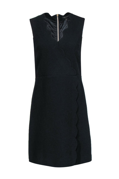 Current Boutique-Ted Baker - Black Scalloped Sleeveless Sheath Dress Sz 6