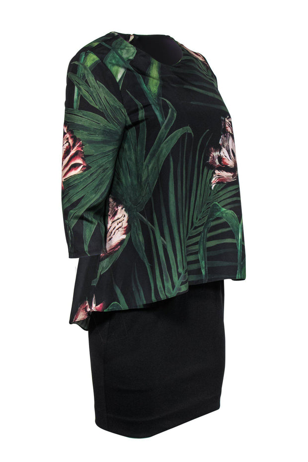 Current Boutique-Ted Baker - Black Sheath Dress w/ Tropical Print Top Sz 6