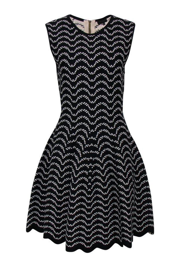 Current Boutique-Ted Baker - Black & White Patterned Knit Bodycon Dress Sz 10