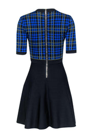 Current Boutique-Ted Baker - Black, Yellow & Blue Plaid Short Sleeve Fit & Flare Dress Sz 2
