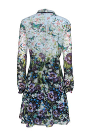 Current Boutique-Ted Baker - Blue Floral & Butterfly Print Fit & Flare Dress Sz 12