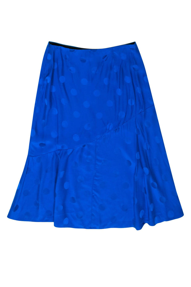 Current Boutique-Ted Baker - Blue Polka Dot Print Satin Midi Skirt Sz 8