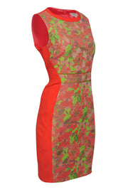 Current Boutique-Ted Baker - Bright Coral & Green Paneled Sheath Dress Sz 10