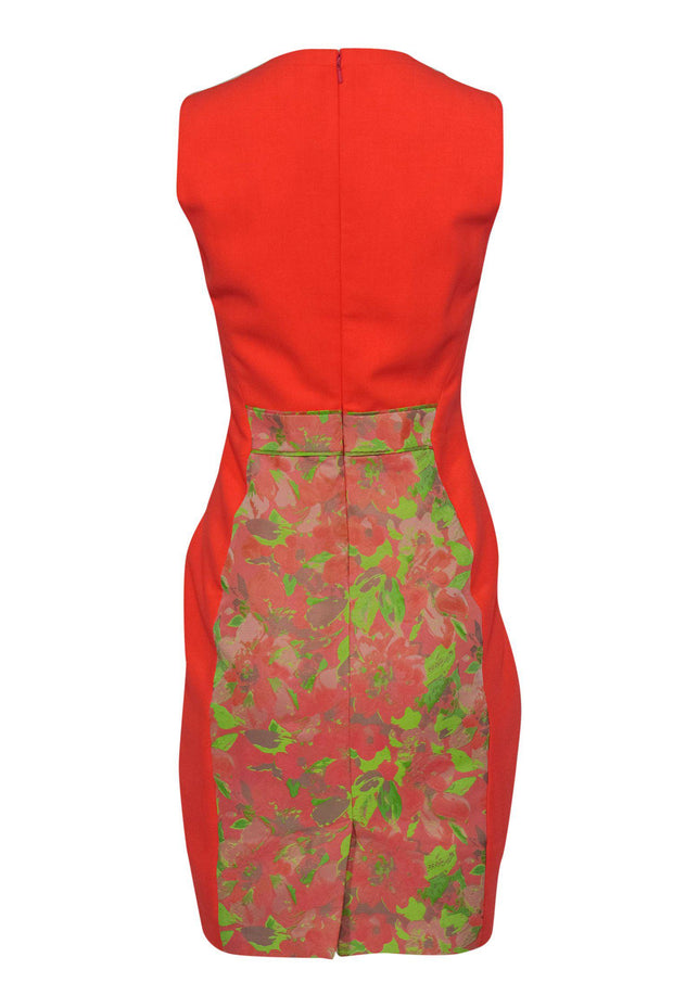 Current Boutique-Ted Baker - Bright Coral & Green Paneled Sheath Dress Sz 10