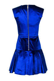 Current Boutique-Ted Baker - Cobalt Blue Velvet Fit & Flare Dress w/ Bow Waistband Sz 2