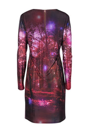 Current Boutique-Ted Baker - Dark Pink Forest Print Knotted-Waist Dress Sz 12