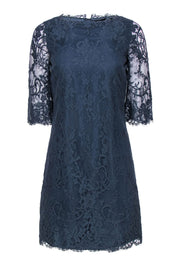 Current Boutique-Ted Baker - Dusty Blue Lace Shift Dress Sz 4