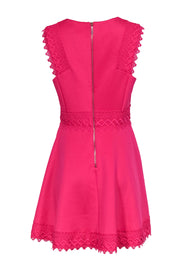 Current Boutique-Ted Baker - Fuchsia Fit & Flare Neoprene Dress w/ Lace Details Sz 10