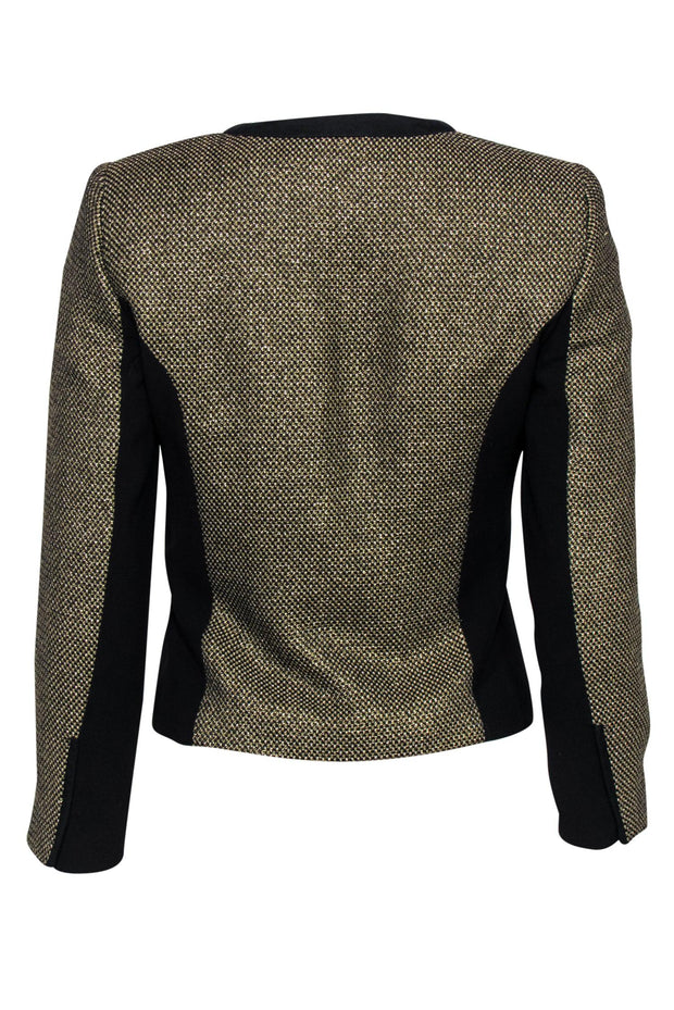 Current Boutique-Ted Baker - Gold Textured Zip-Up Jacket w/ Black Trim Sz 4