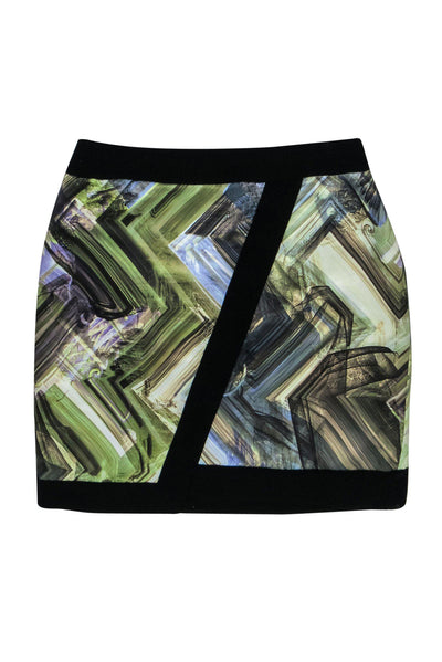 Current Boutique-Ted Baker - Green & Purple Abstract Printed Miniskirt Sz 8