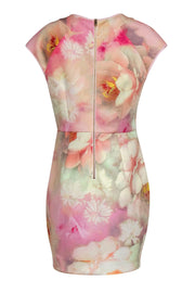 Current Boutique-Ted Baker - Light Pink Floral Print Cap Sleeve Sheath Dress Sz 10