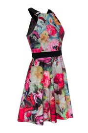 Current Boutique-Ted Baker - Marbled Floral Print A-Line Dress w/ Buckles Sz 10