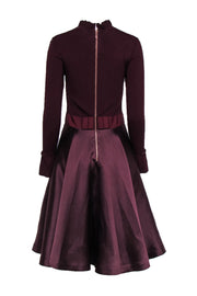 Current Boutique-Ted Baker - Maroon Long Sleeve Circle Skirt Dress Sz 6