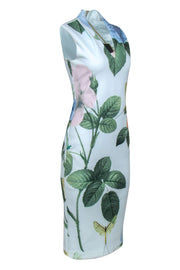 Current Boutique-Ted Baker - Mint Green Floral, Fruit & Dragonfly Print "Ravina" Midi Dress Sz 6