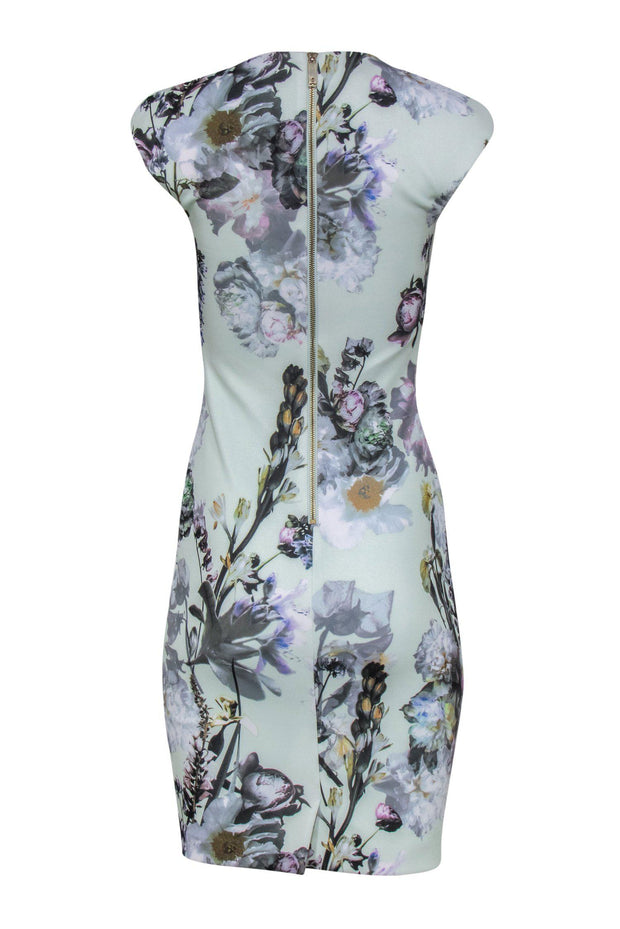 Current Boutique-Ted Baker - Mint Green Floral Print Sleeveless Sheath Dress Sz 4